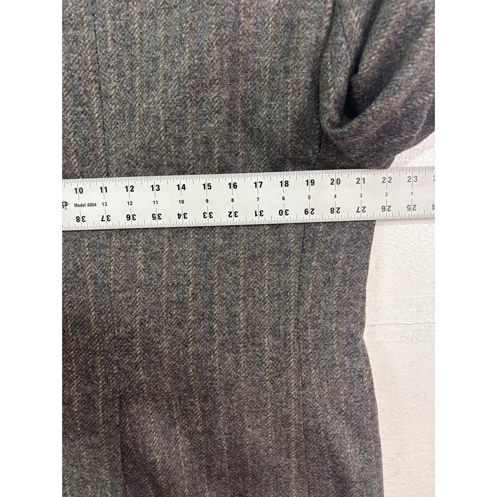Haggar‎ 42R Vintage 90s tweed blazer jacket gray brown stripe 100% Wool classic